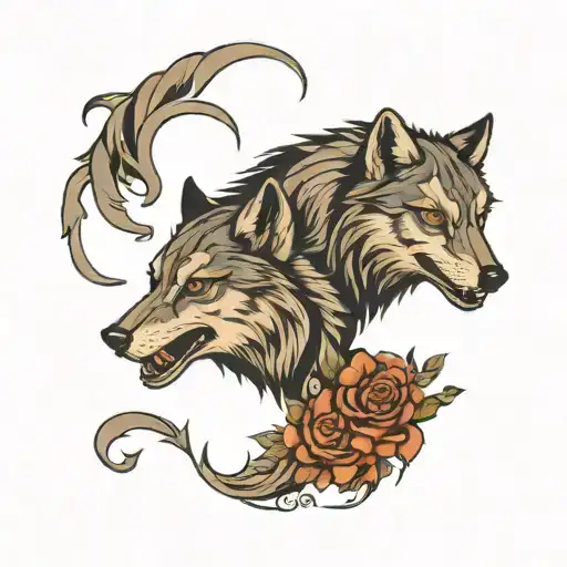 Norse Mythology Inspired Tattoo Featuring Wolves