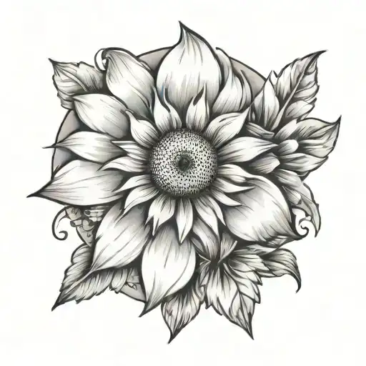 Sun And With Daisy Flower On The Side