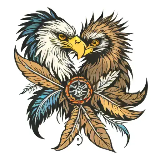 Eagle Feather & Emu Feather Intertwined