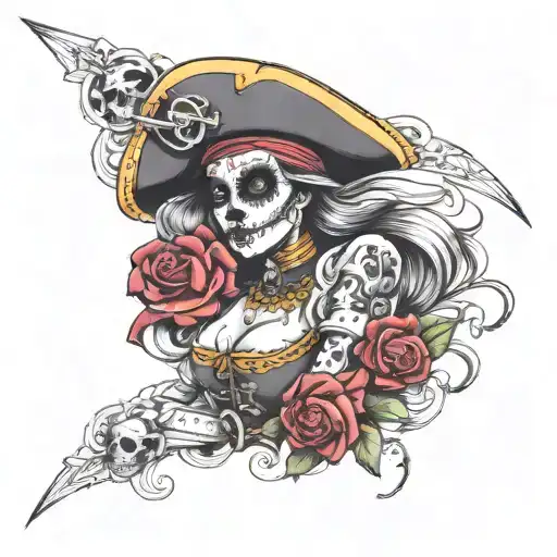 Day Of The Dead Pirate Captain Woman