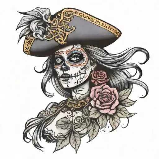 Day Of The Dead Pirate Captain Woman