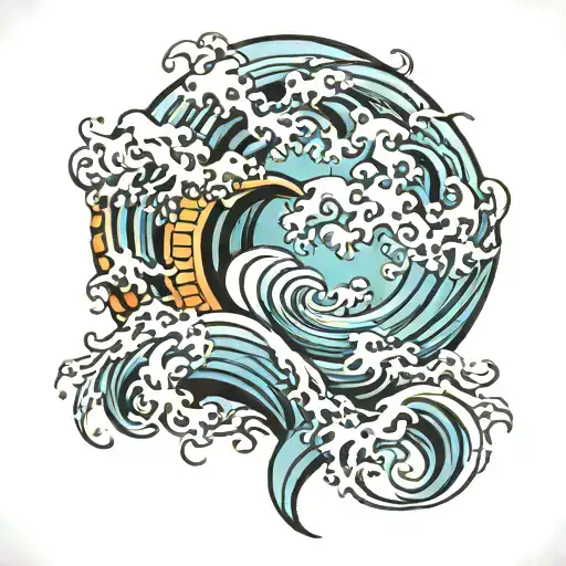 Oriental Waves Flowing Water Waves