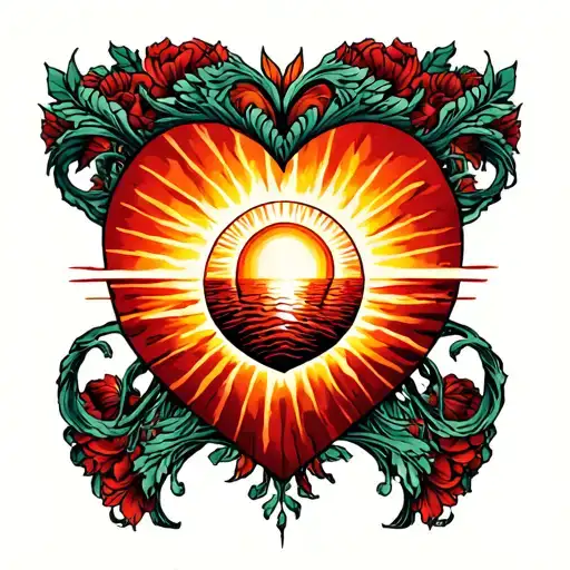 Sun Rising Behind A Heart