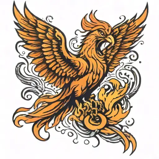 The Phoenix Is Surrounded By Tongues Of Flame