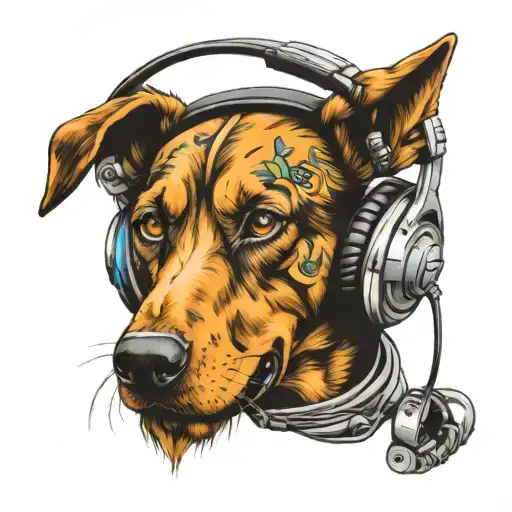 Lablador Dog Wearing Headphones