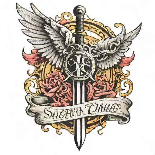 Sword With Wings Strength In Script