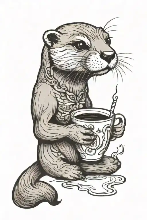 Otter Sipping Coffee