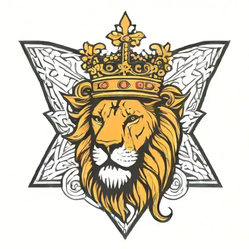 Cross Lion Wearing A Crown Trinity Cross