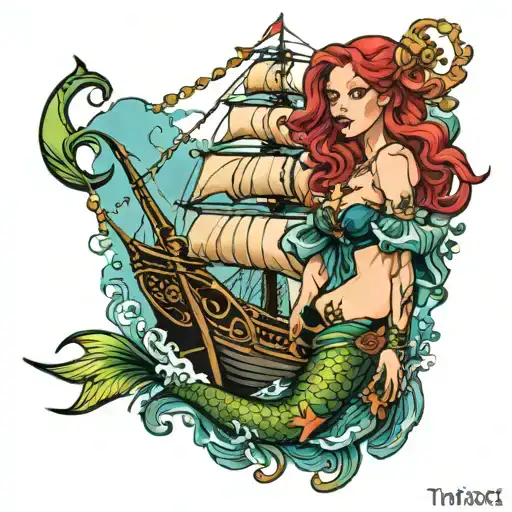 Tampa Bay Pirate Ship Mermaid Red Hair