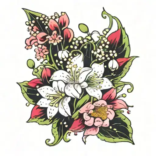 Lily Of The Valley And Cosmos Flower