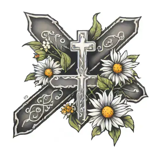 Cross And Semicolon And White Daisies