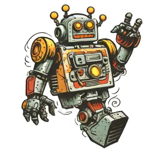 Vintage Robot 1950S Comic Book Style