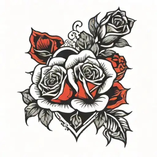 Red And Black Roses With A Heart