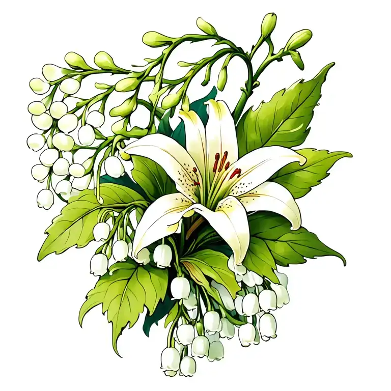 Honeysuckle And Lily Of The Valley Flowers Intertwined