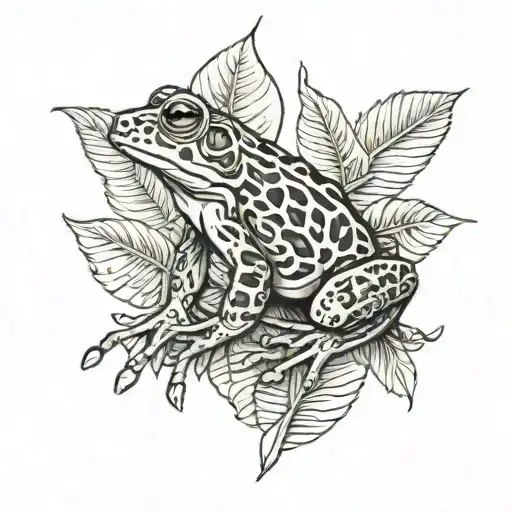 Frog With Jungle Leaves