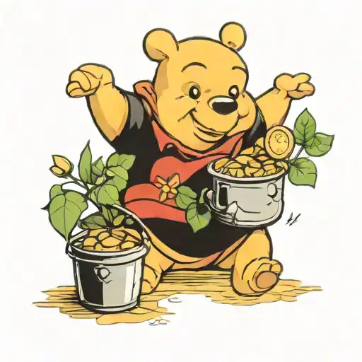Mad Winnie The Pooh With Pot Of Money