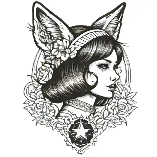 Girl With Bob With Fox Ears