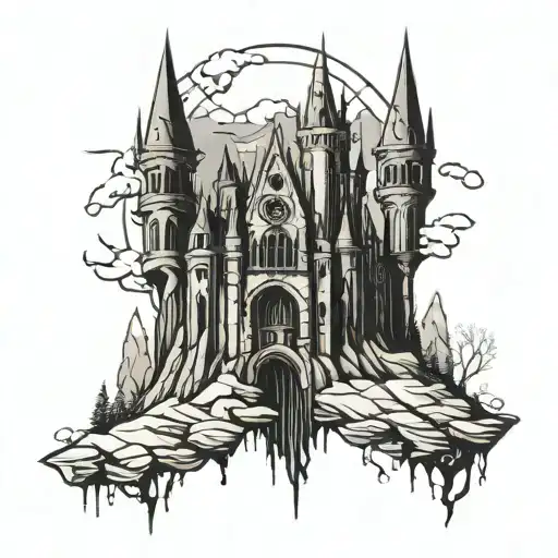 Broken Gothic Castle In The Mountains