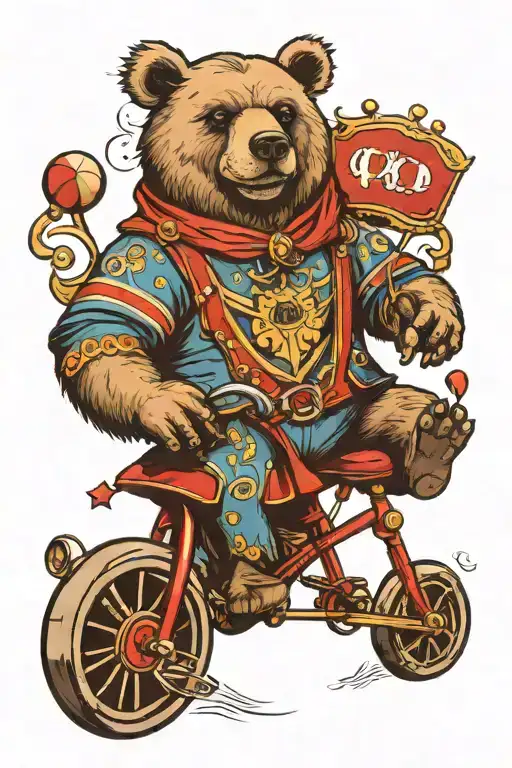 Circus Bear Tricycle On A Coat Of Arms