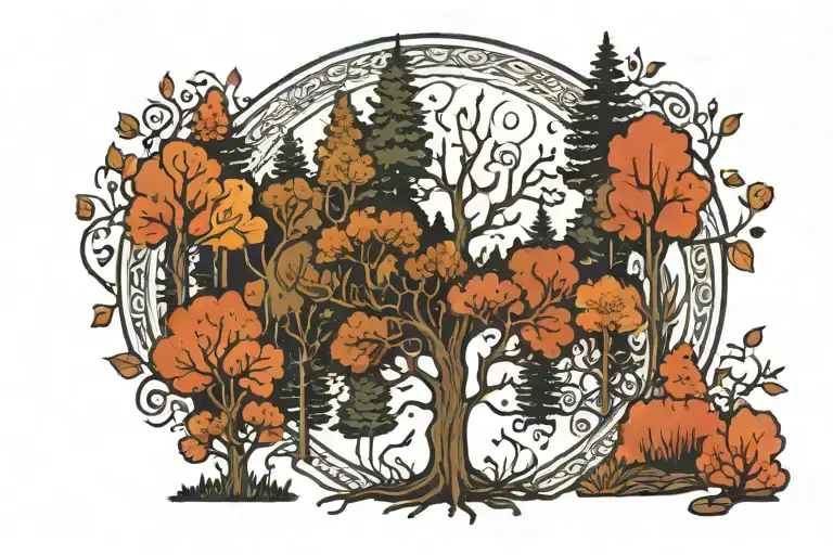Scandinavia Folk Art Music Forest Autumn Tree
