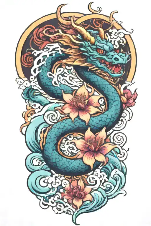 Flower Waves Dragon Color