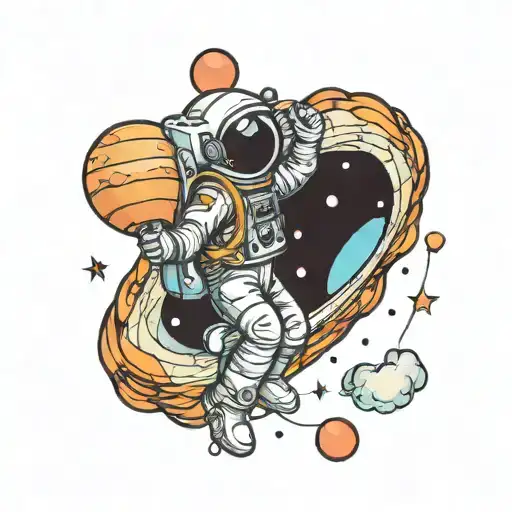 Cute Astronaut Holding Balloons Floating