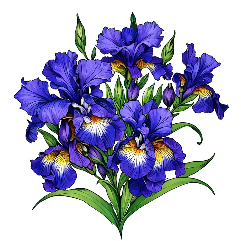 Iris And Larkspur Flowers Intertwined