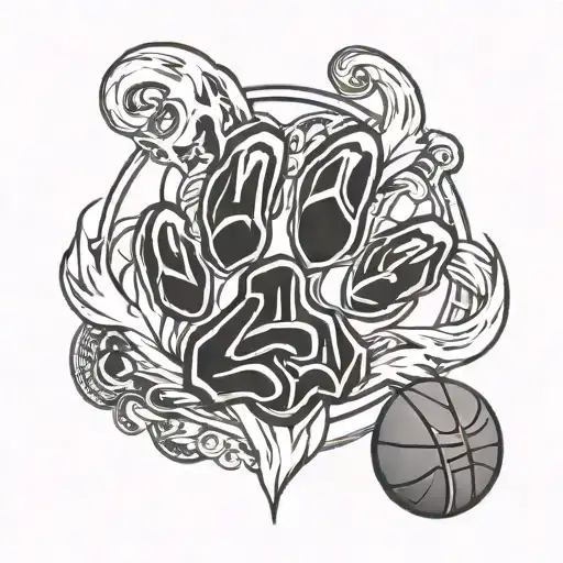 Basketball Made Up Half Lion Paw Print