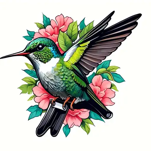 Pipe Wrench And Hummingbird Perched