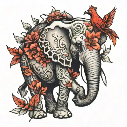 Elephant Cardinal And Paint Brush Transforming