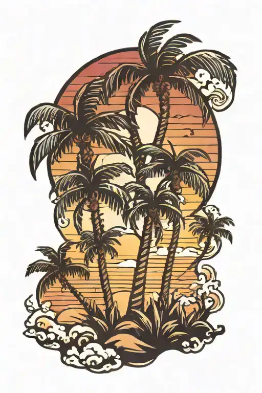 Palm Trees Sun Setting