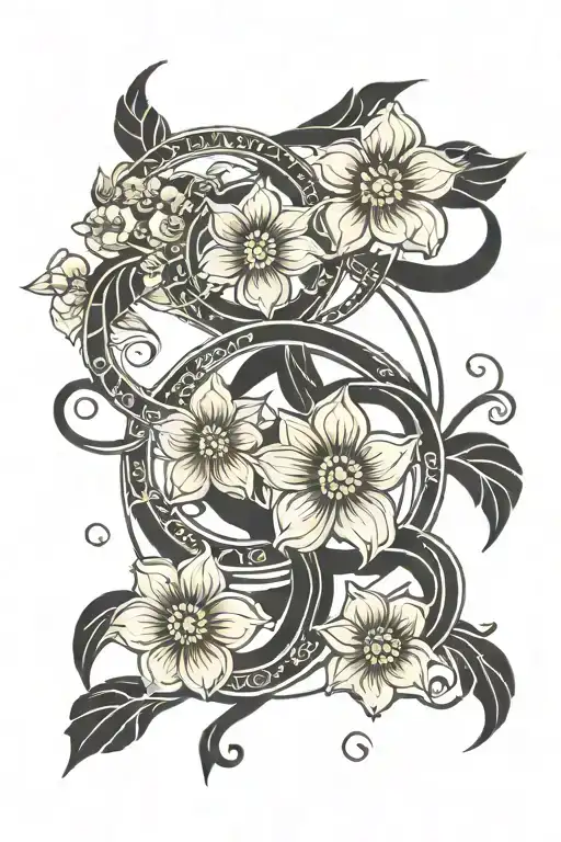 Leo Star Sign In Oriental Flowers Intertwined