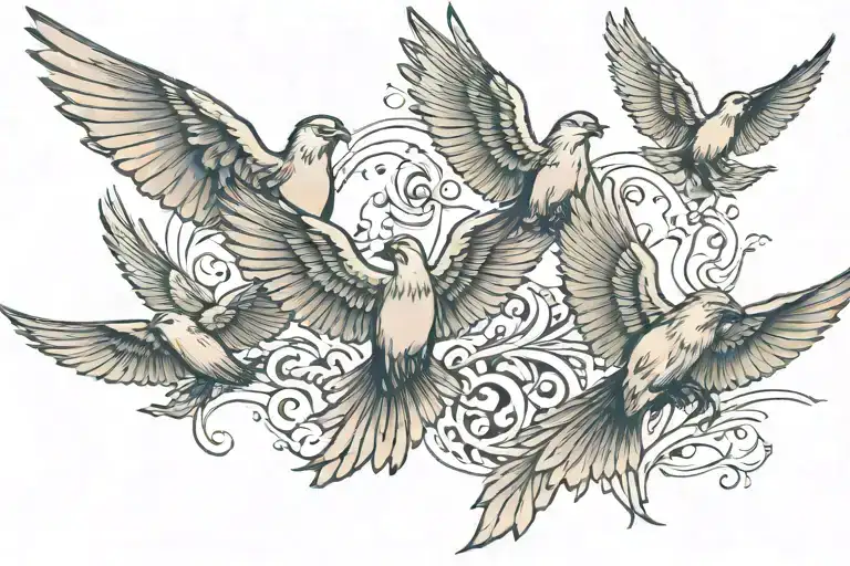 A Series Of Flying Bird In A Row That Is Glorious And Symbolizes Freedom And Power