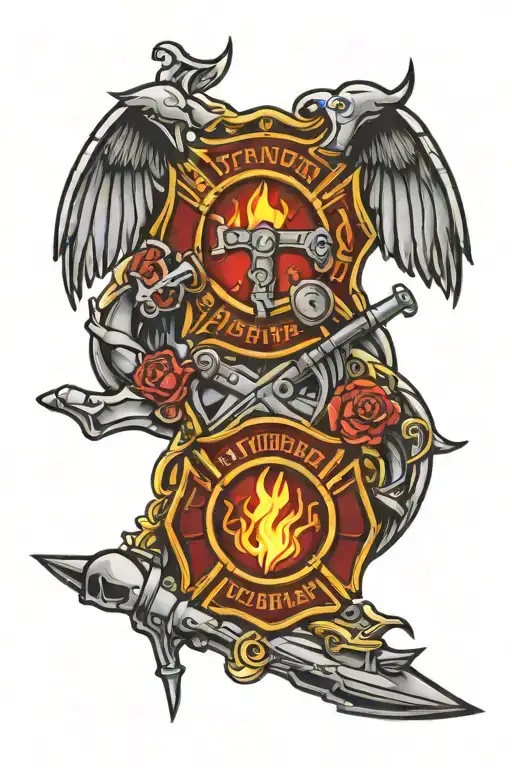 Stained Glass Fire Department And Medicine