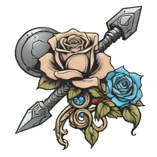 Thor Hammer And Blue Rose