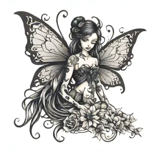 Black Fairy With Stem Wrapped