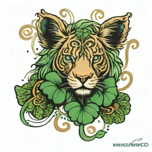 Leo With Four Leaf Clover Made