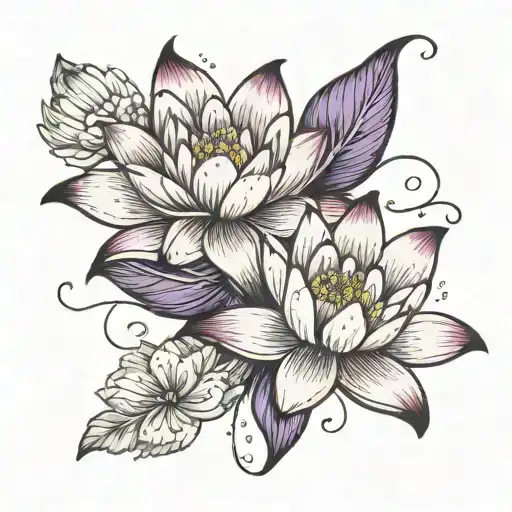 Violet Flower And Water Lily Flower