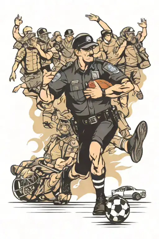 Football Crowd And Police Officer