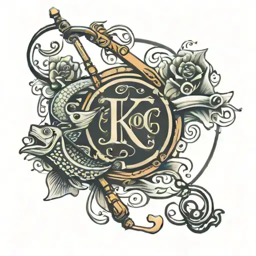 Fishing Rod With Initials Kch