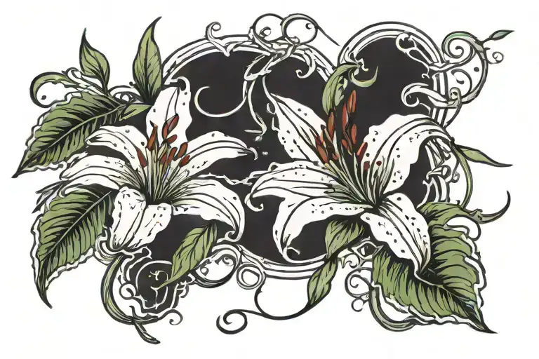 Broken White Lily With A Vine Growing From The Roots