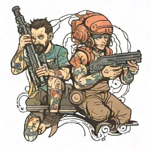 Two People Playing Video Games In The Dark