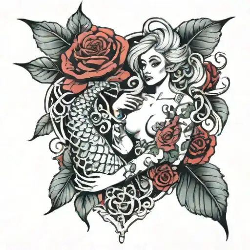 Mermaid And Roses With Spines