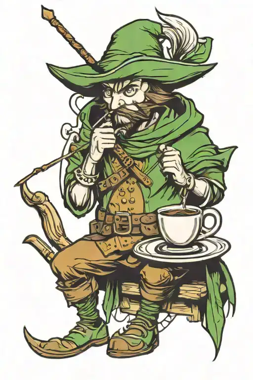 Robin Hood With A Cup Of Coffee