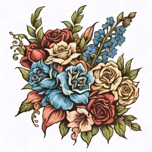 Rose Delphinium And Gladiolus Flower Bouquet