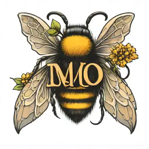 Hydrange A Small Bee Looking And An M Letter