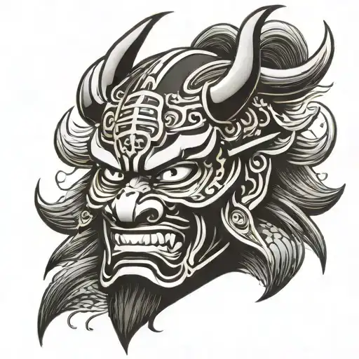 Aggressive Black Japanese Samurai Mask