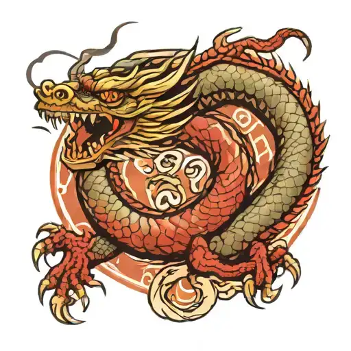Japanese Dragon With Ohm Sign