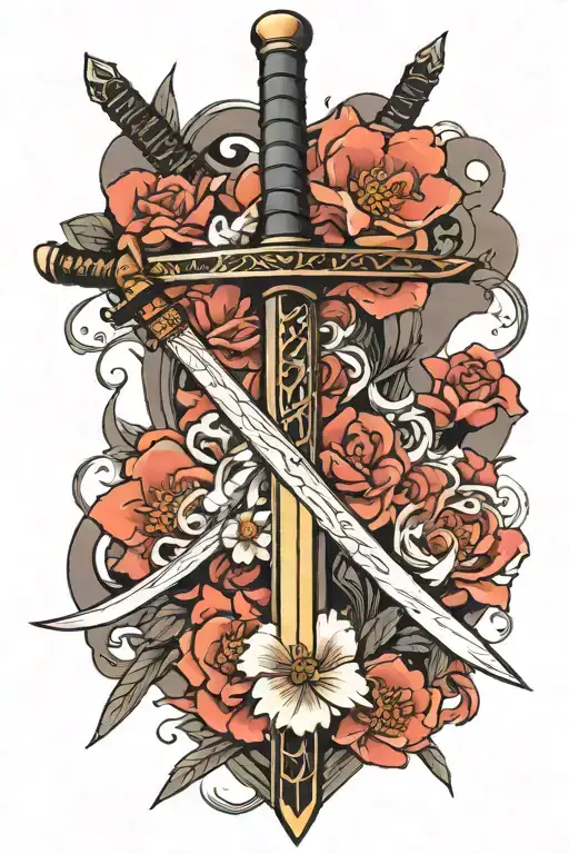 Katana Sword With Flower