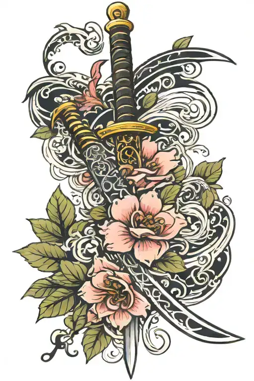 Katana Sword With Flower